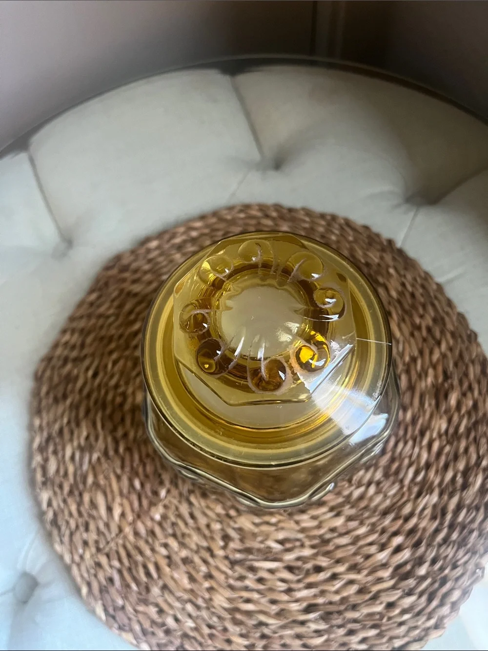Vintage Amber Glass Apothecary Jar with Lid - Home Accents